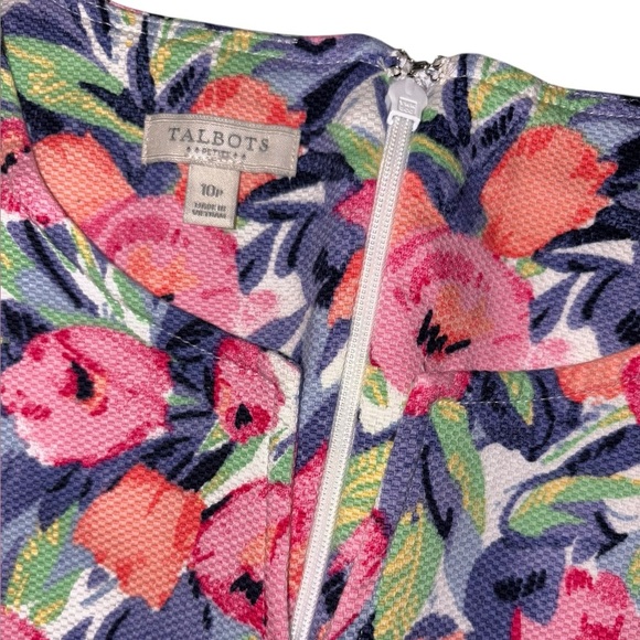 Talbots Sheath Dress Petite Size 10P Floral Tulips Sleeveless Cotton Cocktail - Picture 6 of 6